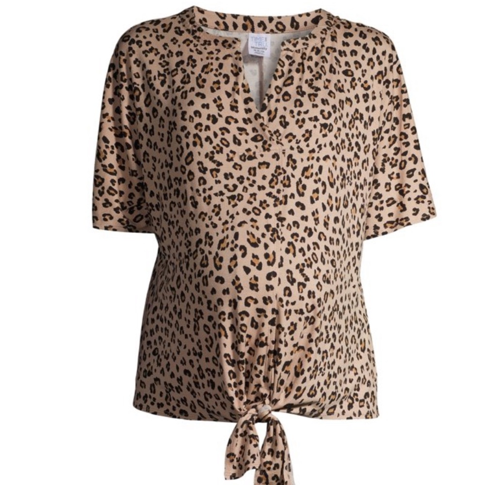 Time and Tru Maternity Dolman Tie Front Animal Print Top Size NEW